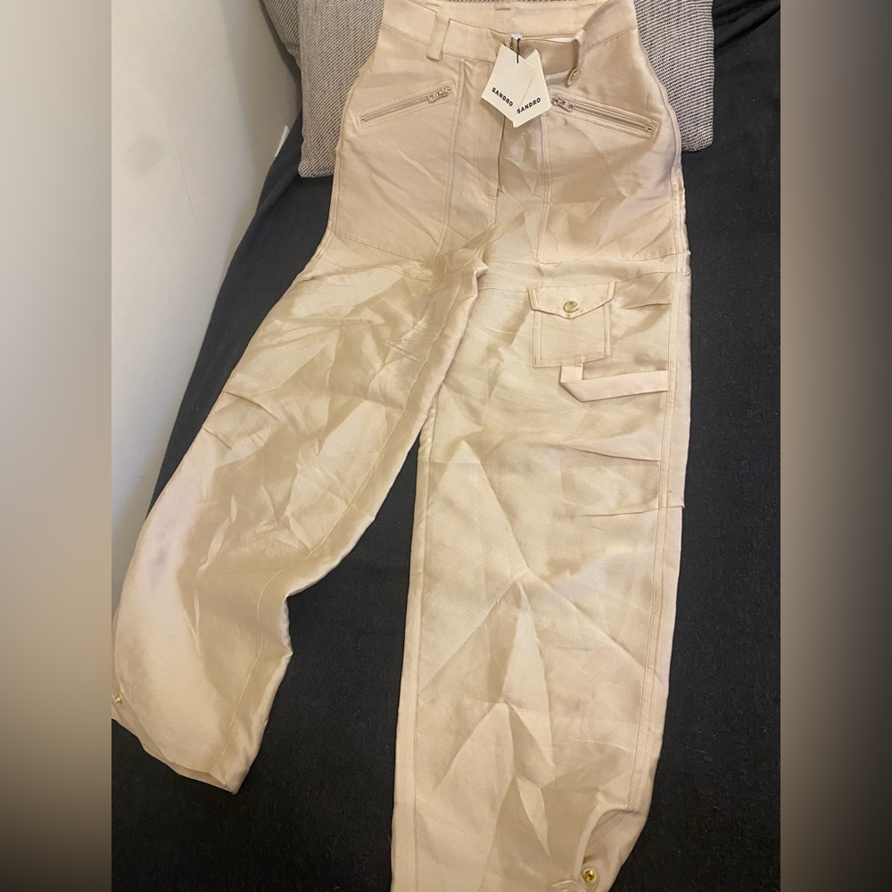 Sandro Gold High-Waisted Pants - Picture 2 of 11